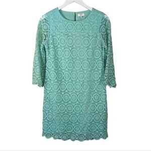 Crown & lvy dress mint green lace sheath crochet knit Easter 2p